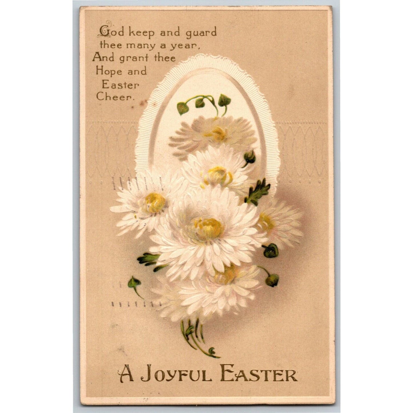 Vintage Postcard c1913 Happy Easter "God Keep and Guard..." Flowers Embossed