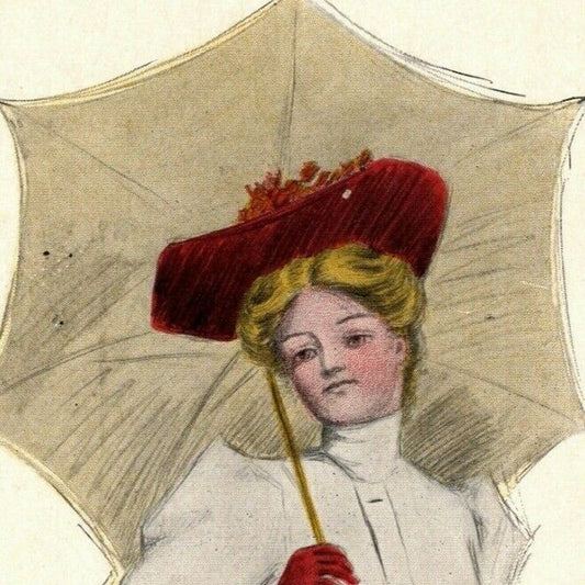 c1907 Vintage Society Girls Series / "An Afternoon Stroll" Hemsteger Postcard