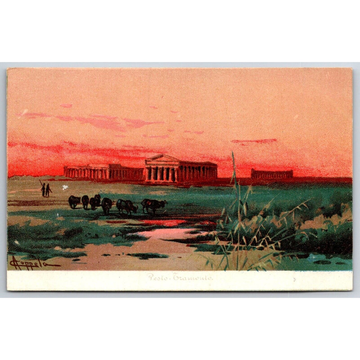 Italian Postcard "Sunset Pesto" 1901-1907 NP VGC