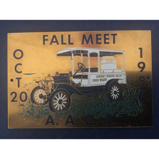 1956 Brass Metal AACA Fall Meet Car Auto Show Hersey Region Dash Plaque