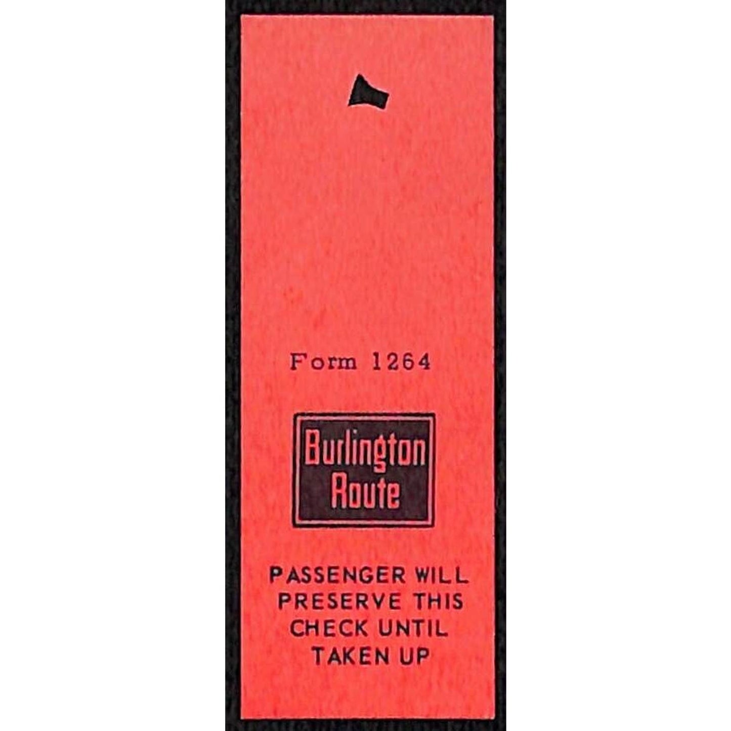 Burlington Route Railroad Red Seat Check