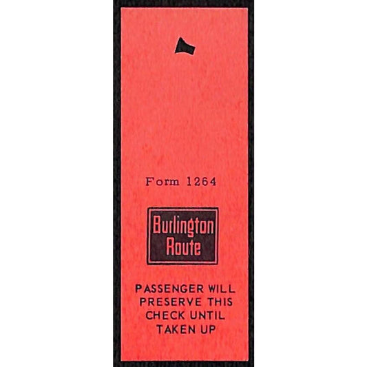Burlington Route Railroad Red Seat Check