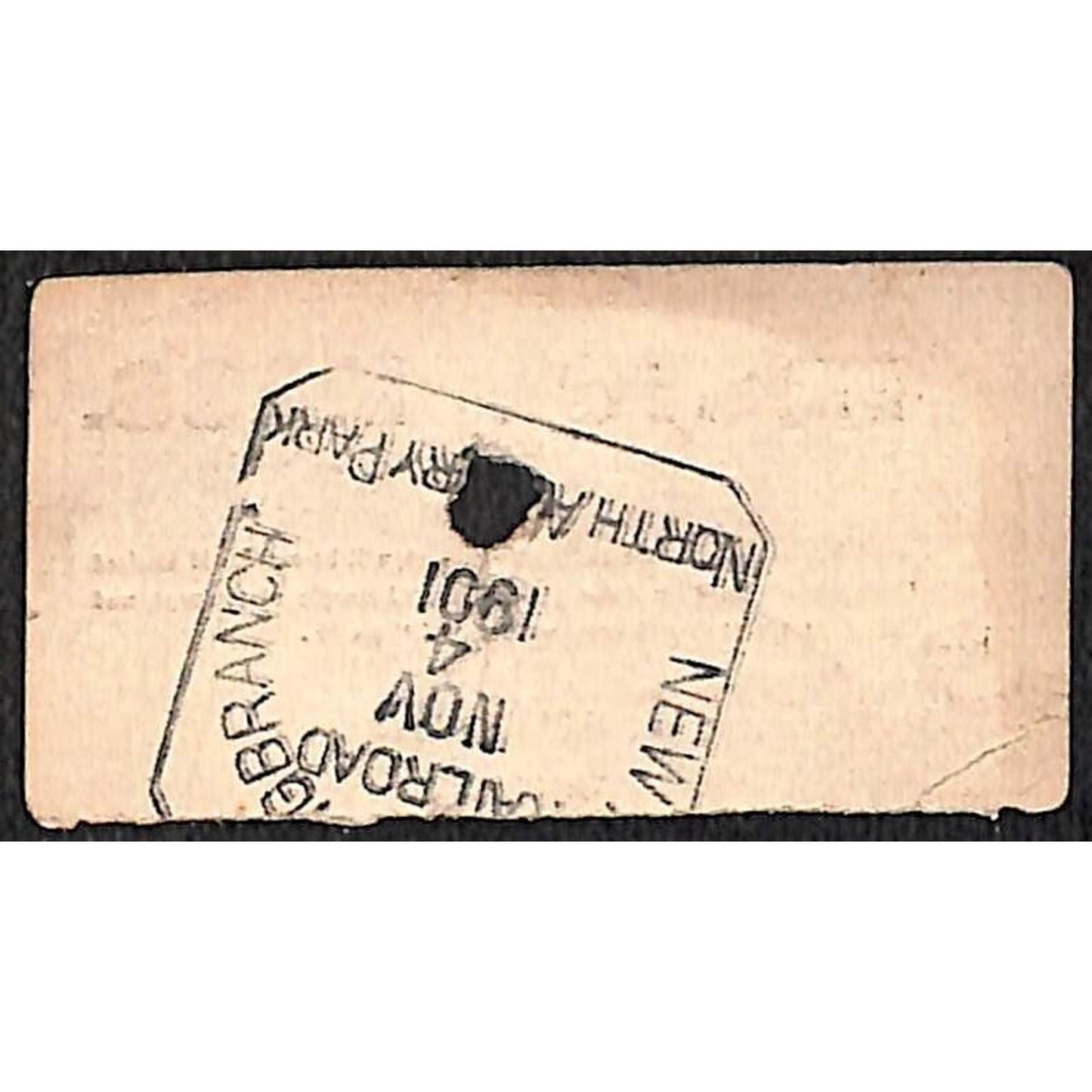 New York & Long Branch Railroad 1901 Ticket North Asbury Park Boston #154