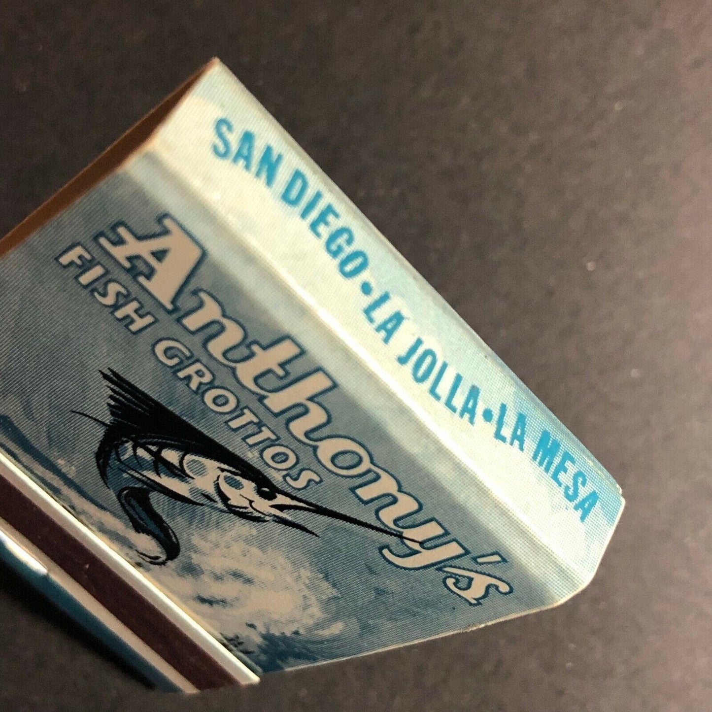 Vintage c1960's-75's Full Matchbook Anthony's Fish Grottos Swordfish Seafood