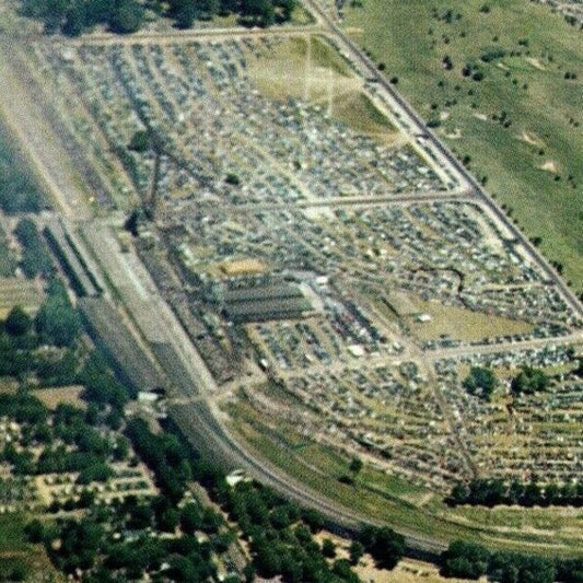 Indy 500 RPPC Postcard 1950 "Aerial View 500 Mile Speedway" Unposted VGC