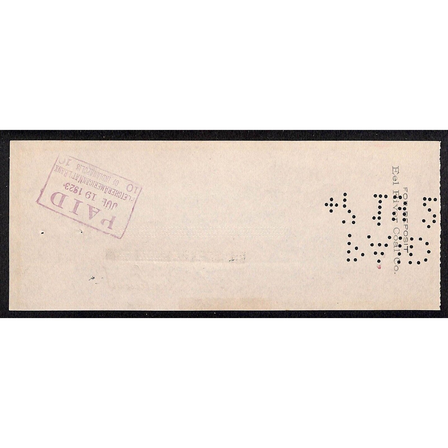 Indianapolis, IN Bank Check 1923 "The Polar Ice and Fuel Co." w/ Polar Bear Art
