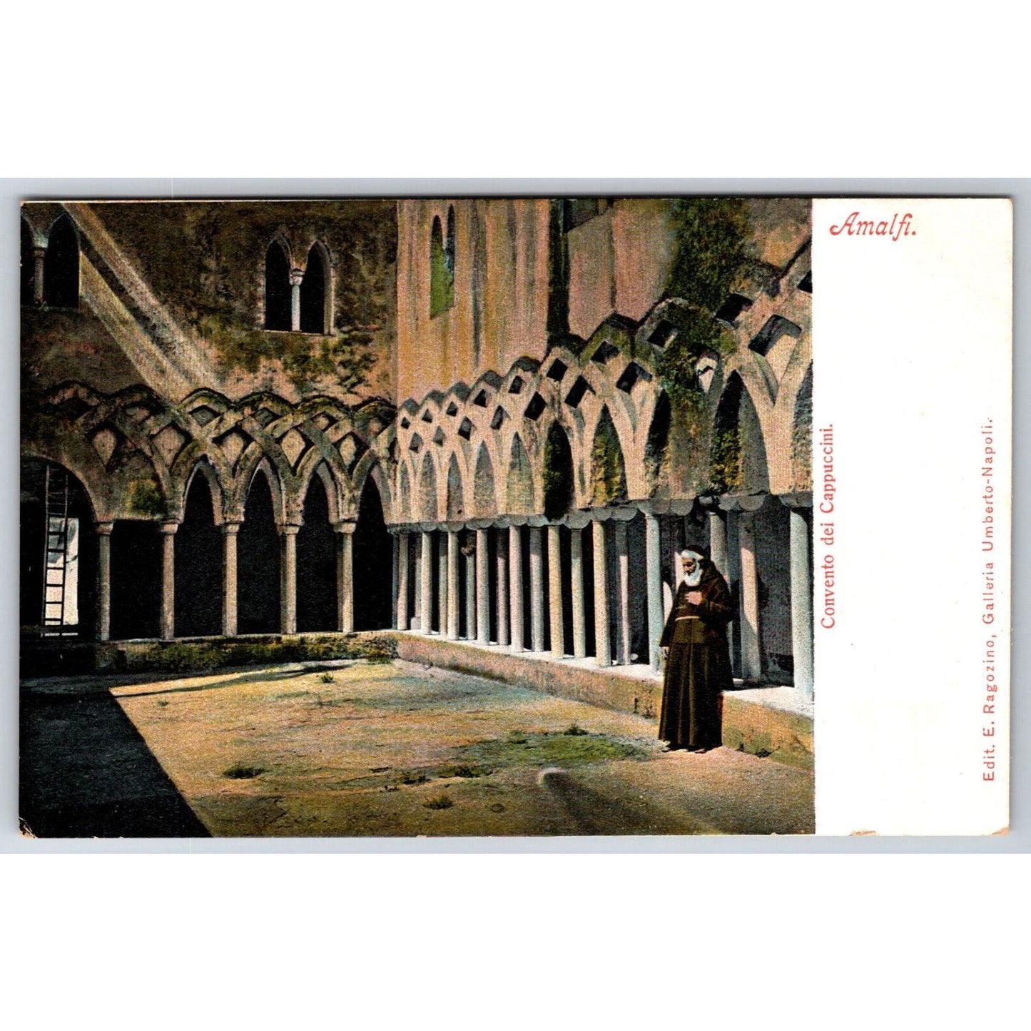 Italian Postcard Amalfi Capuchin Convent (Nice Back Stamp) 1901-1907 NP VGC