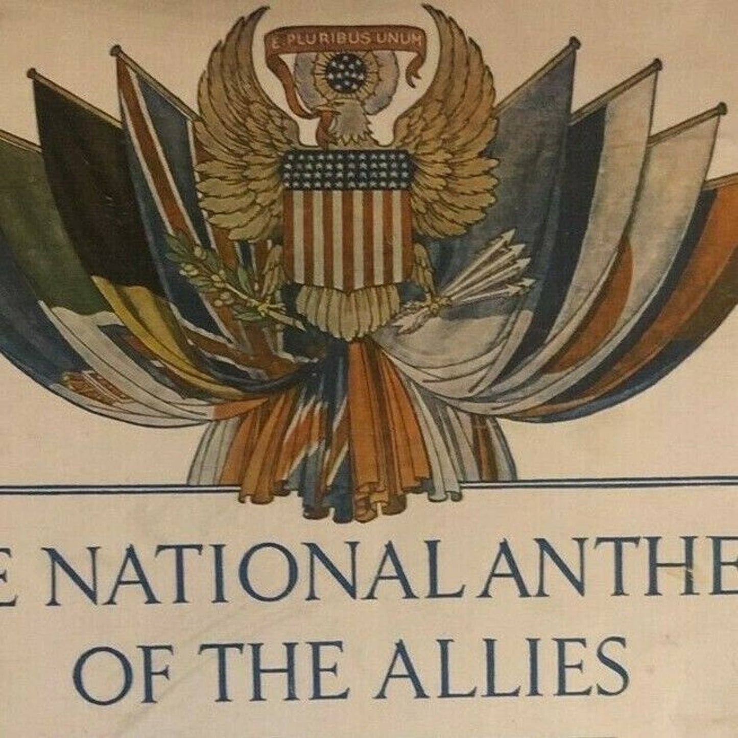 Vintage WWI Sheet Music Book "The National Anthems of the Allies" 20 Pages