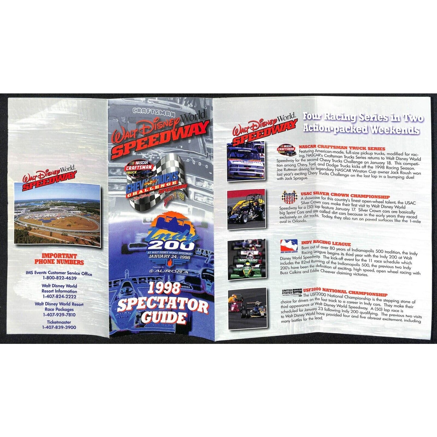 1998 Walt Disney World Speedway Indy 200 Spectator Guide VGC Scarce 500