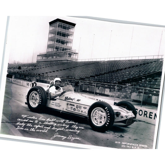 Indy 500 1958 Jimmy Bryan - 8x10 Glossy HQ B&W Repro on Kodak Paper