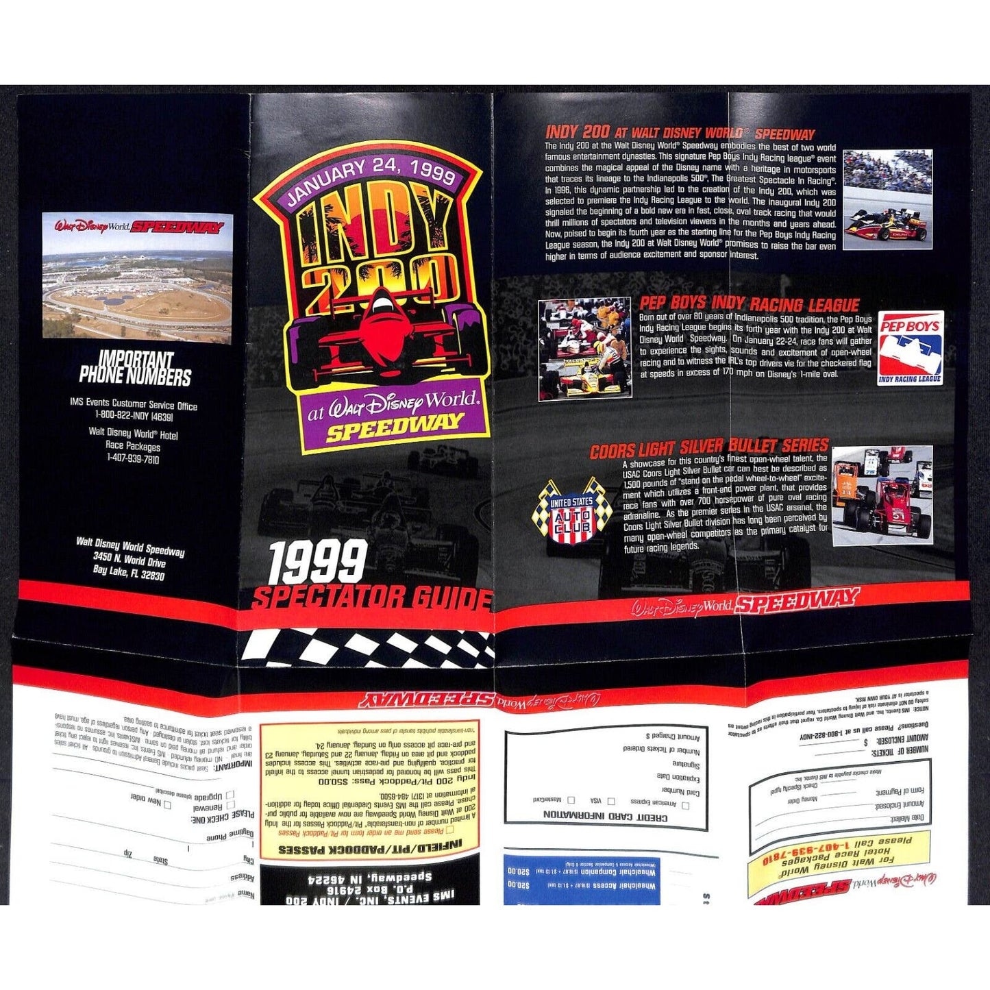 1999 Walt Disney World Speedway Indy 200 Spectator Guide VGC Scarce 500