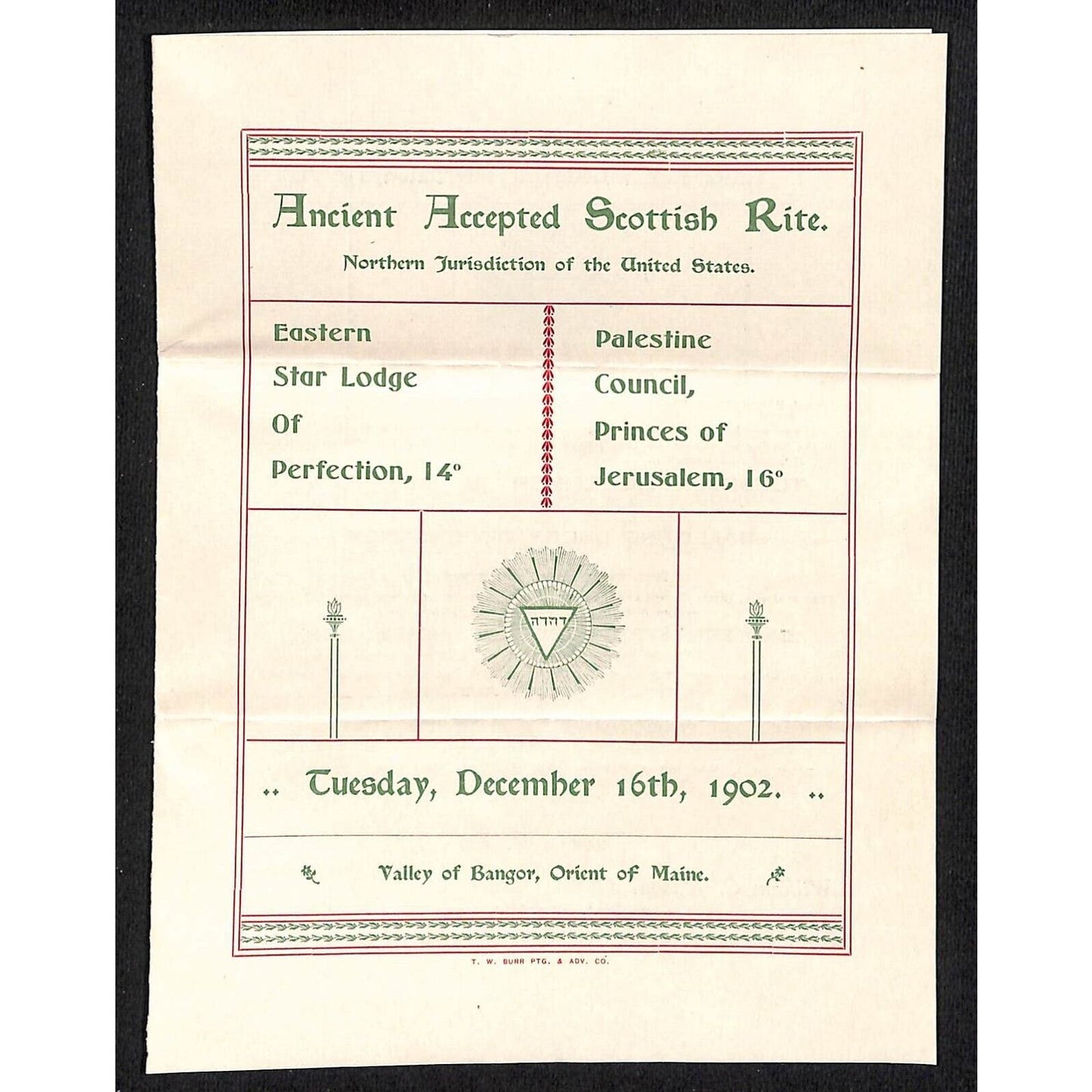 Newburgh, ME Amos W. Knowlton* 1902 Palestine Council Princes of Jerusalem Sheet