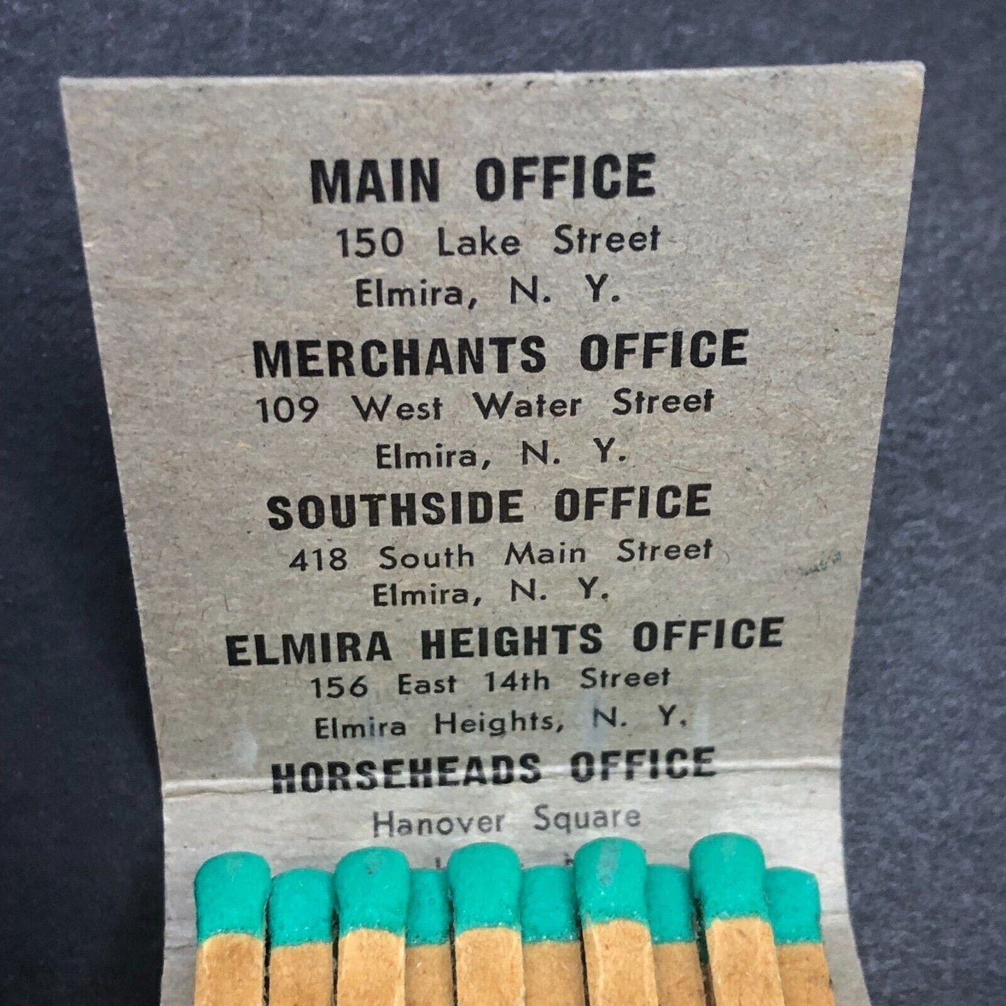Elmira Bank & Trust Company NY Full Matchbook c1950's Scarce VGC