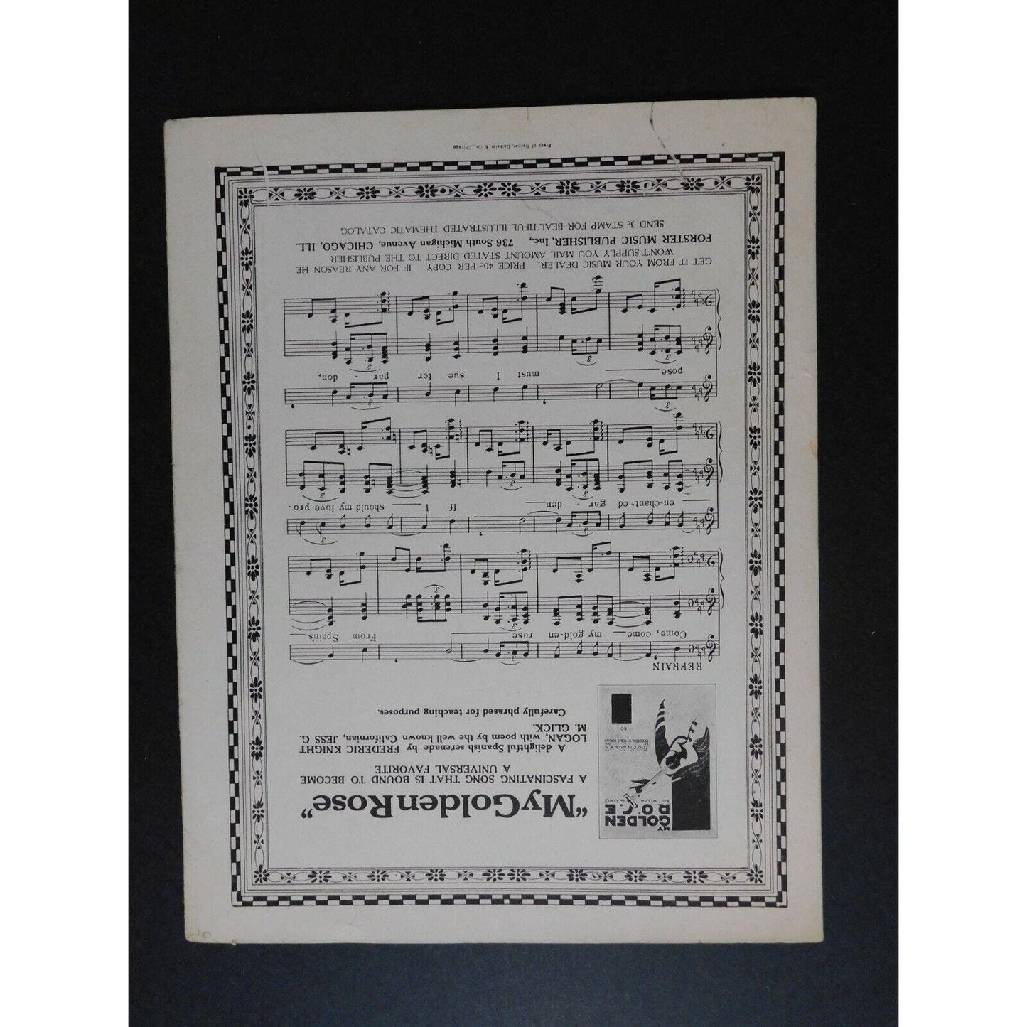 Vintage c1919 Sheet Music Cover Only "In The Gloaming" Frederic Knight Logan