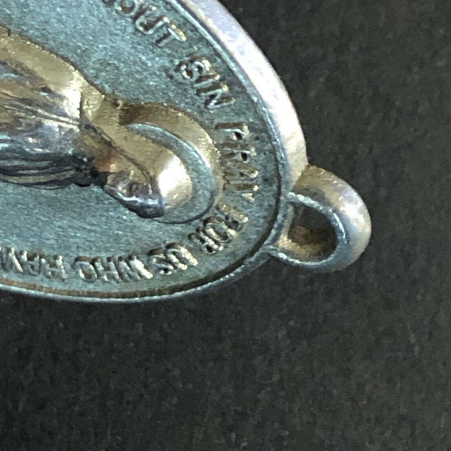 Vintage 39mm Plastic Mary - Born Without Sin - Pray for Us Pendant / Token