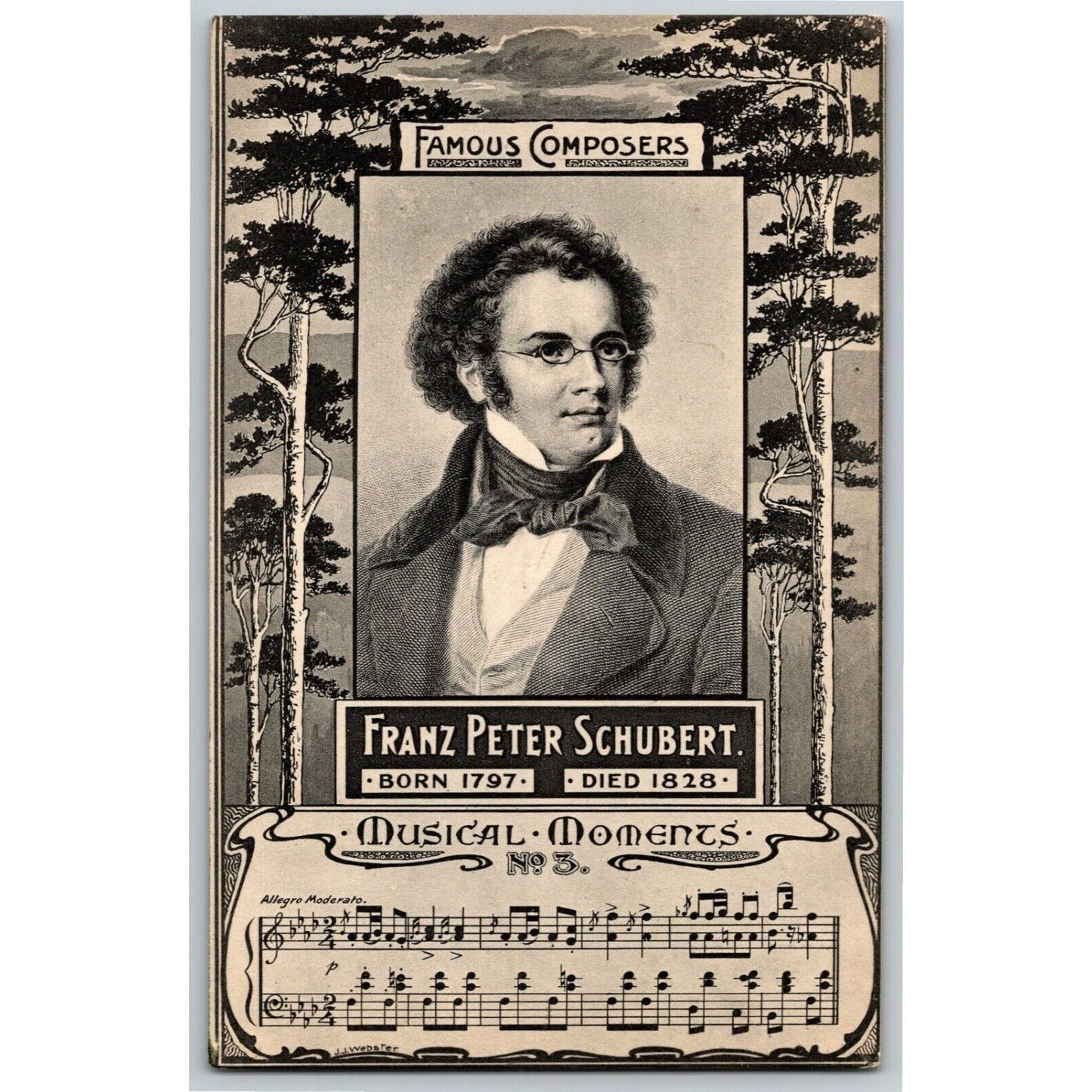 Vintage c1910's-20's Postcard - Composer Franz Peter Schubert