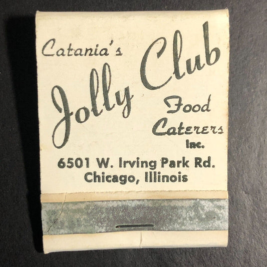 Catania's Jolly Club Restaurant Chicago Full Matchbook c1963-73 Very Scarce