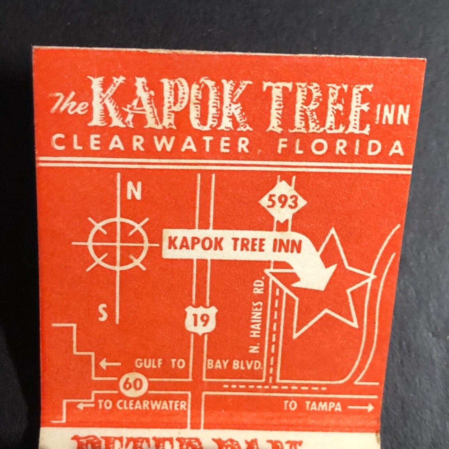 Kapok Tree / Peter Pan Inn Clearwater, FL Full Matchbook c1960's w/ Peel Off*
