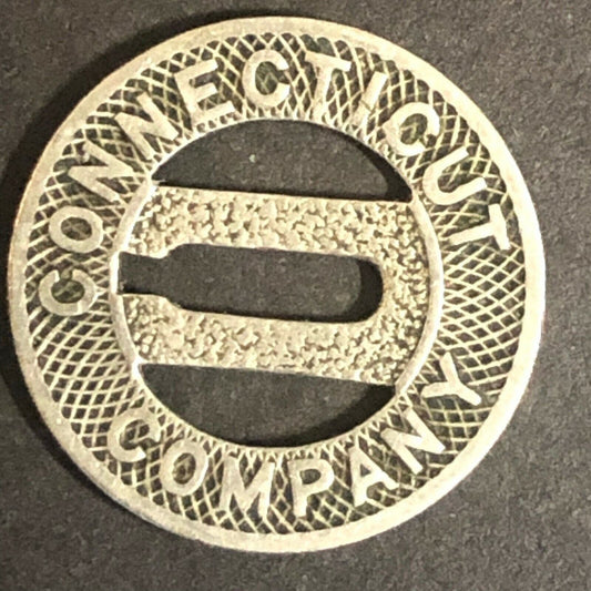 c1920-40's 16mm "Connecticut Company" G/F One Fare - Brass Transit Token (1610)