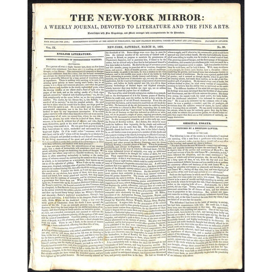 New-York Mirror Weekly Journal Literature Fine Arts Newspaper 3/31/32 8pp