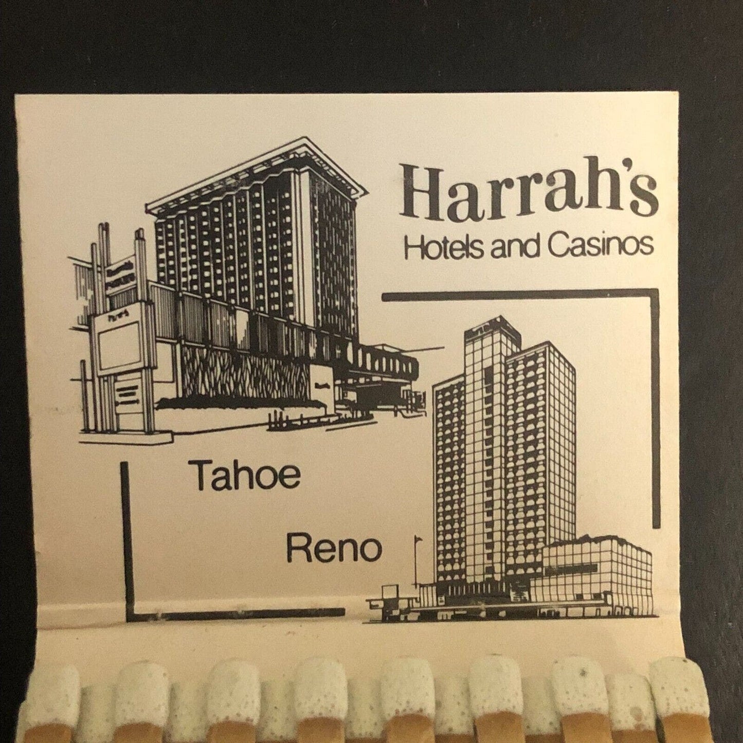 Harrah's Reno and Lake Tahoe Gold w/ Stars Full Matchbook c1975-1985