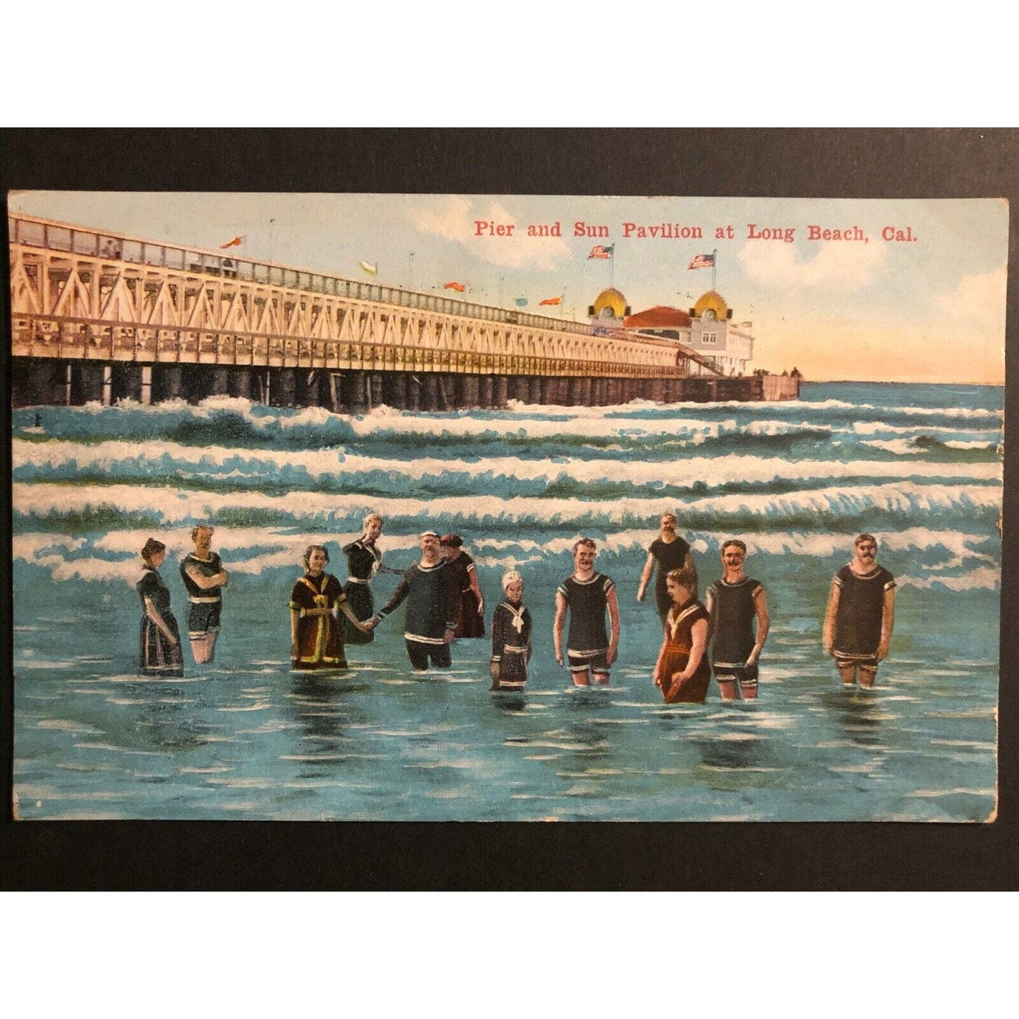 Vintage Postcard - Pier and Sun Pavilion at Long Beach, California