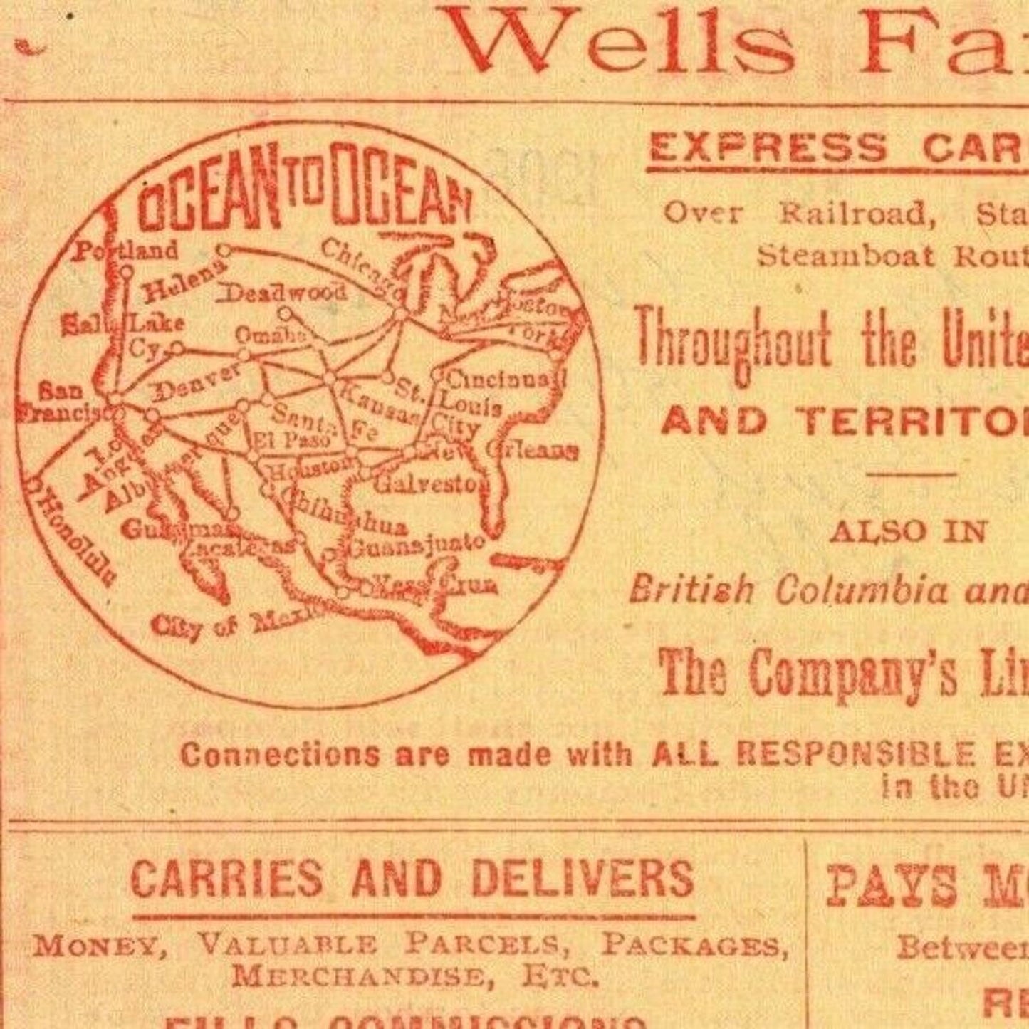 1908 Wells Fargo & Co Express - Grass Valley, CA / Loami, ILL Money Receipt