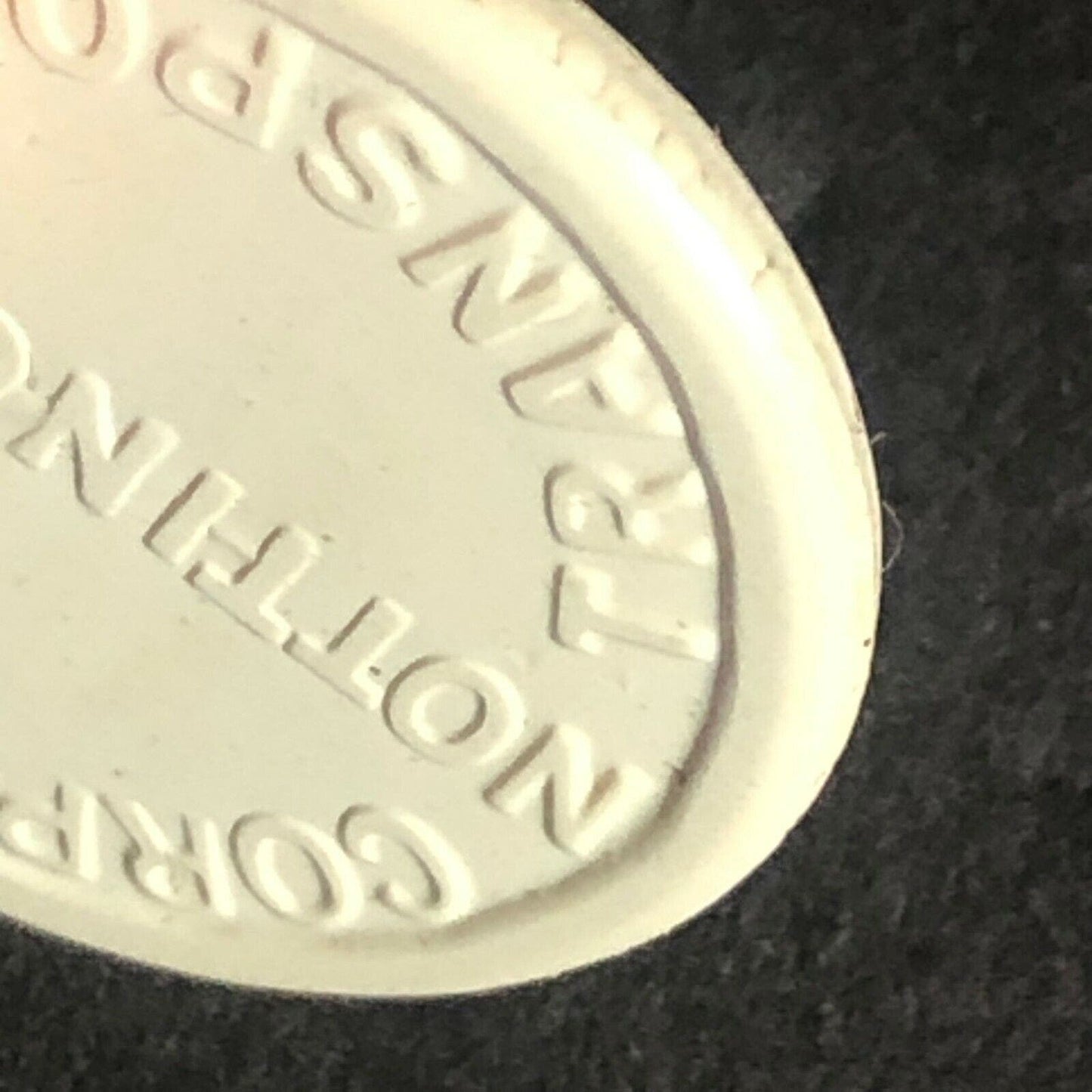 Nottingham Transport England Plastic Token White 1D 21mm c50's-60's