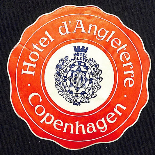 Hotel d' Angleterre Copenhagen Luggage Label Vintage NOS VGC Reverse Embossed
