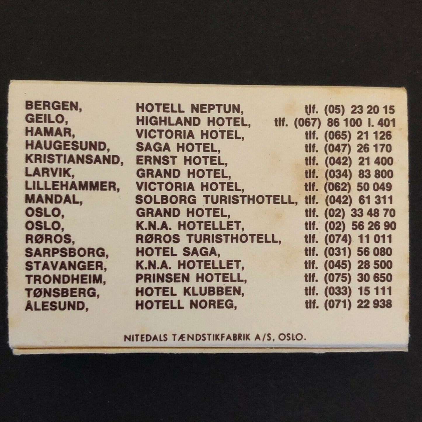c1980's-90's Wooden Matchboxes / Matchbooks "Inter Nor Hotels" Oslo, Norway VGC