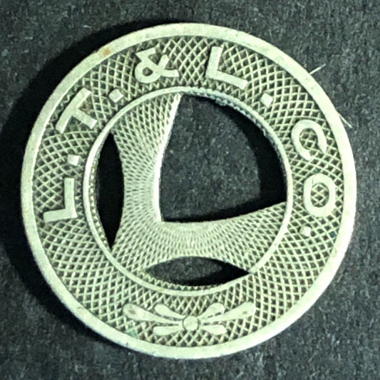 L.T. & L. Co. (Lynchburg Traction & Light) WM One Fare Transit Token c1928 16mm