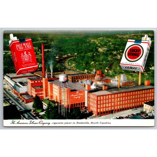 Lucky Strike Pall Mall Cigarette Plant Reidsville NC Postcard c1950's Scarce VGC