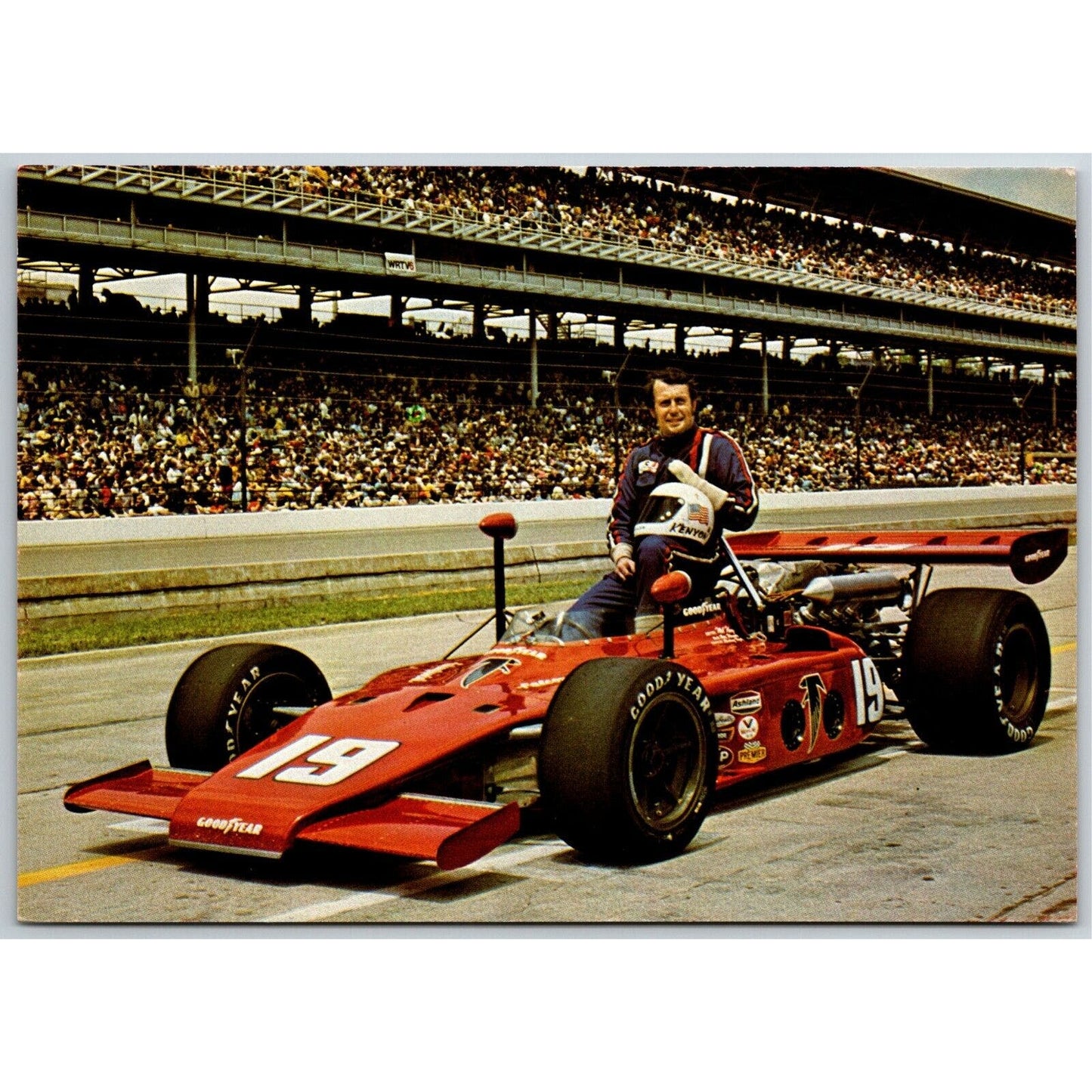 Vintage Oversized Indy 500 Postcard c1977 "Mel Kenyon" 5" x 7" NOS