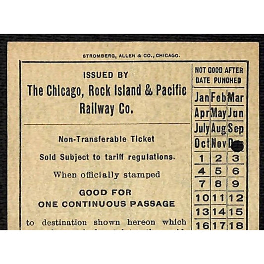 1925 Chicago, Rock Island & Pacific Railway Co. Ticket DesMoines VGC