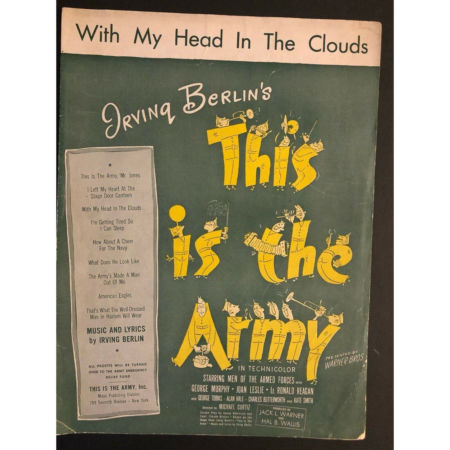 1942 Sheet Music "With my Head in the Clouds" "This is the Army" Irving Berlin