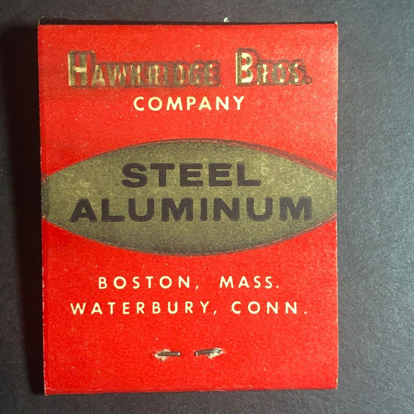 1960's-70's Full Matchbook Hawkridge Bros. Steel Alum - Boston, MA Waterbury, CT