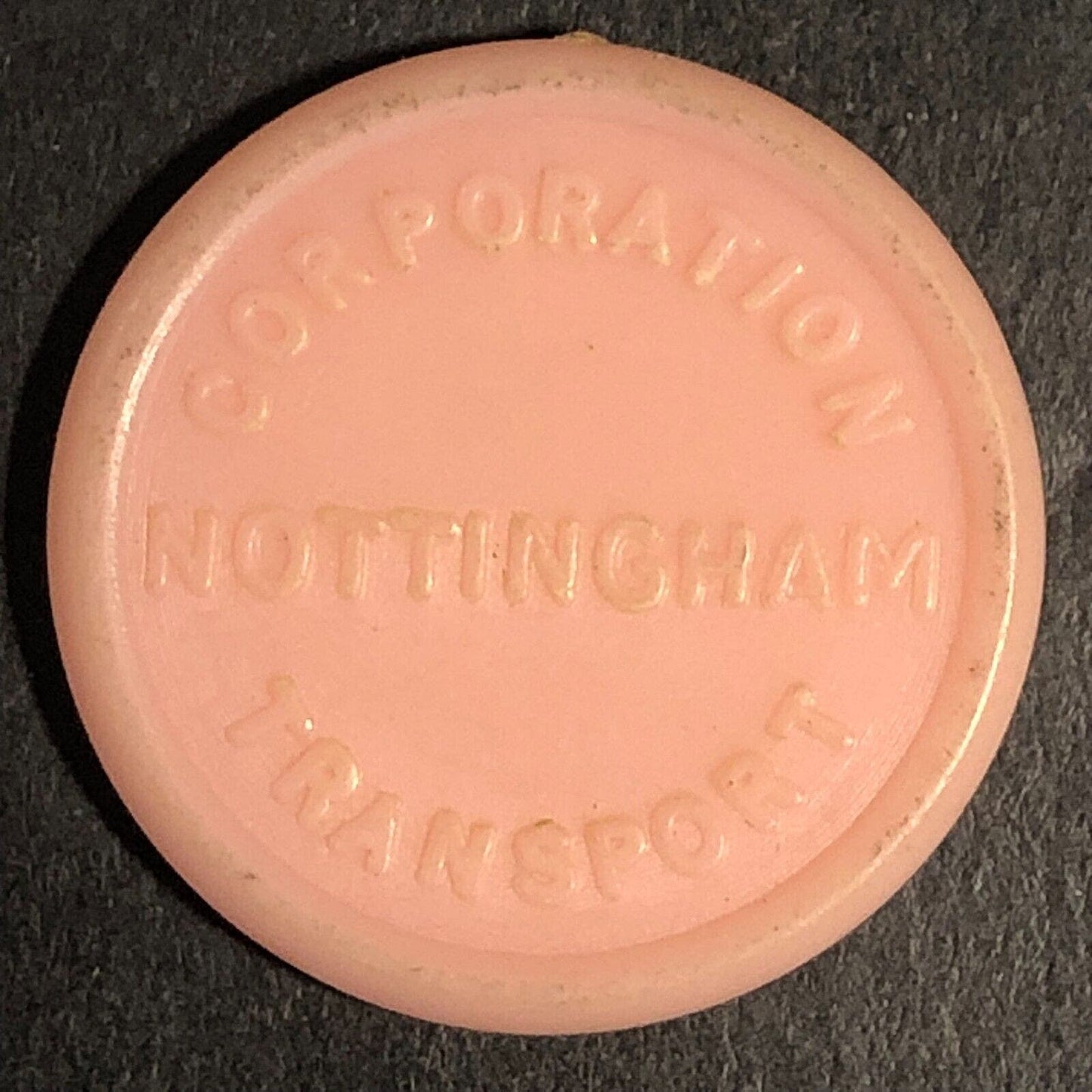 Nottingham Corporation Transport Plastic Pink 3D 22mm c1950's-60's