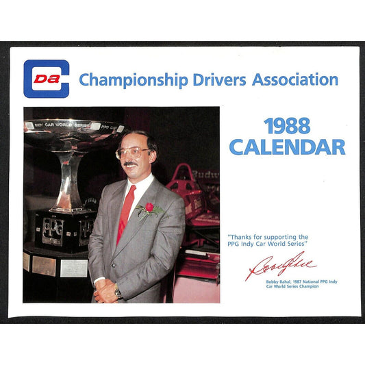 1988 Indy 500 PPG CDA Championship Drivers Assoc. Calendar w/ Bobby Rahal