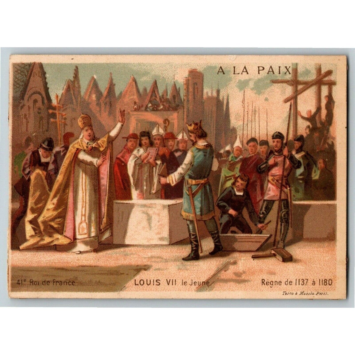 French Victorian Trade Card - Louis VII le - Jeune Grands Magasins de Nouveautes