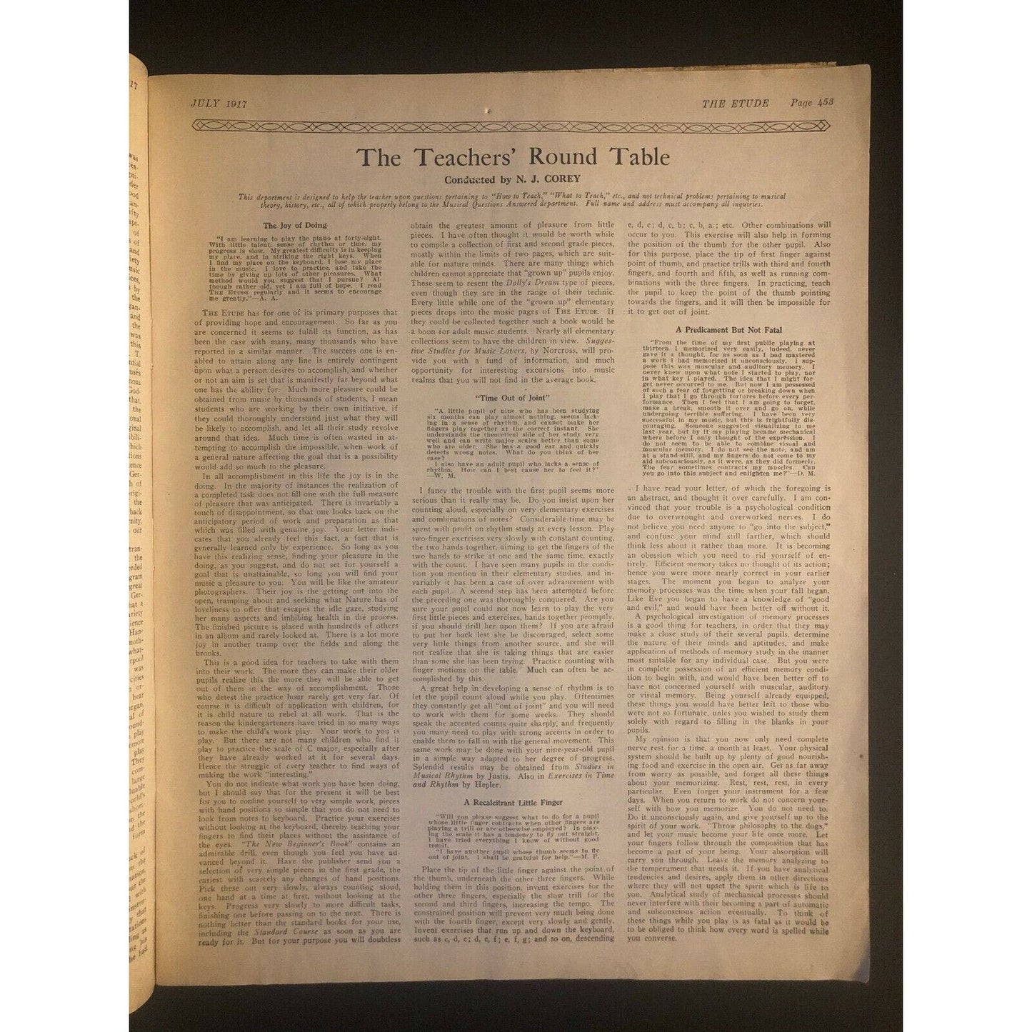 Vintage 1917 Sheet Music Magazine "The Etude" 60+ pages Uncle Sam Bugle