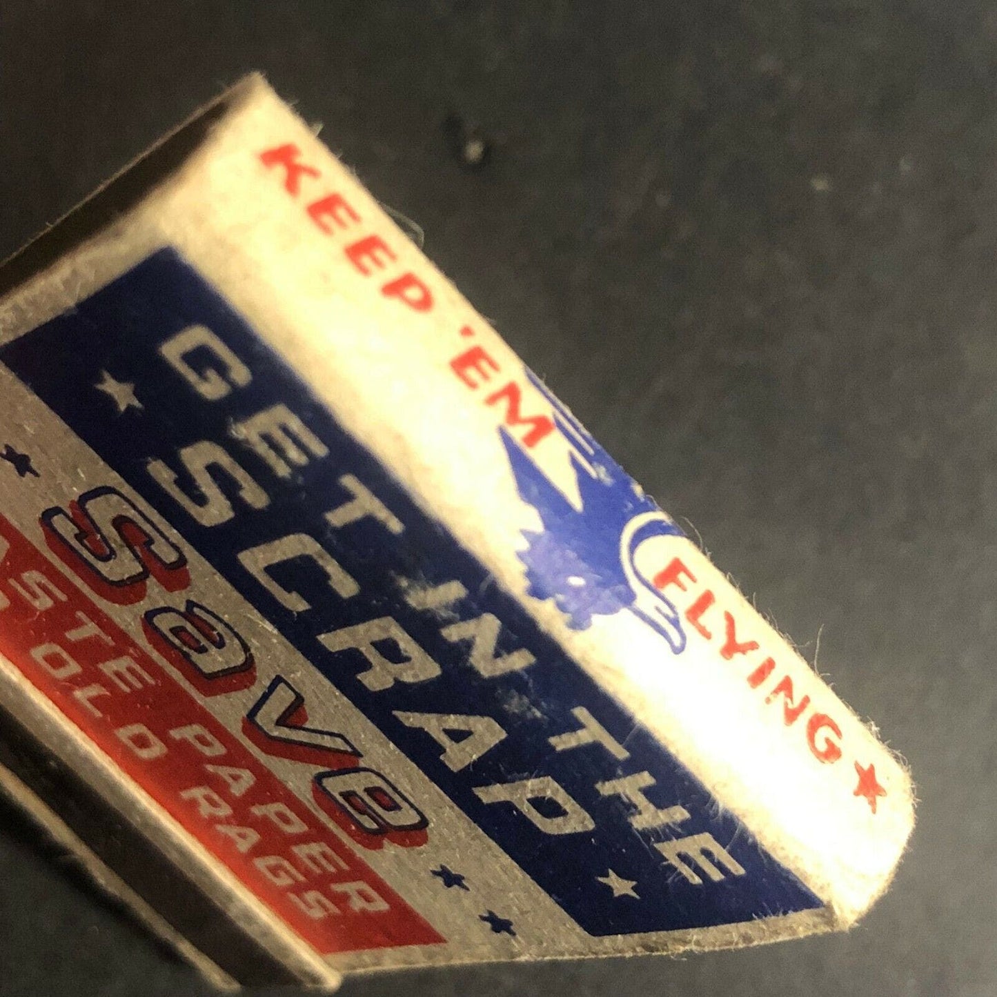 Scarce c1940's WWII Full Matchbook "Get In The Scrap" Save Waste Paper Old Rags