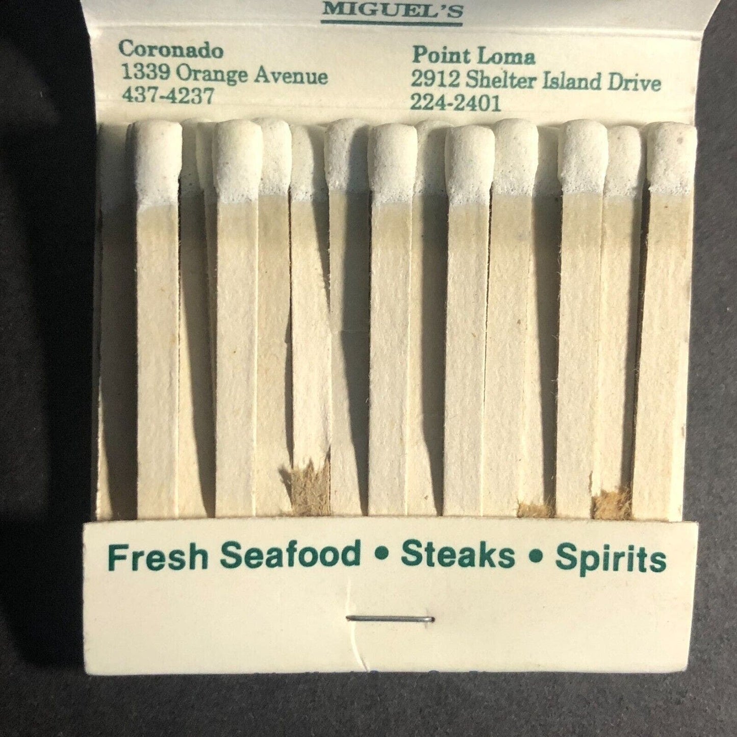 Brigantine Seafood / Miguel's Restaurant Mostly Full (-4) Matchbook c1980's VGC