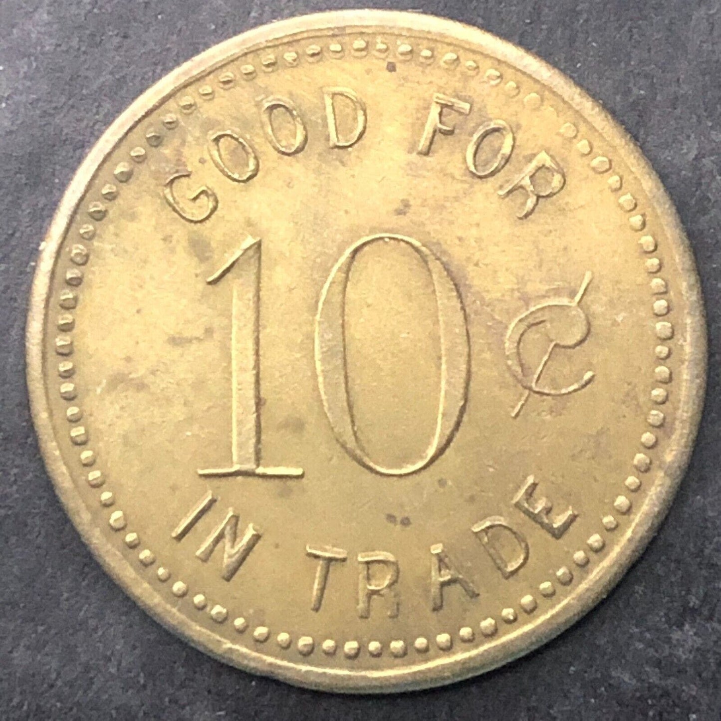 Whipple, Ohio L. Gruber G/F 10c Token Brass 24mm Scarce c1901 Scarce