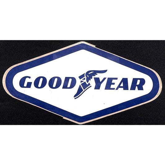 Large Goodyear Tires Auto Sticker c1970 Blue 4 1/2" x 9"