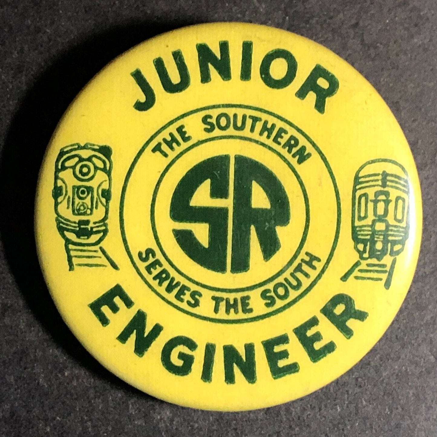Southern Railway "Junior Engineer" Kid's Steel Pinback Button c1950's-60s Scarce
