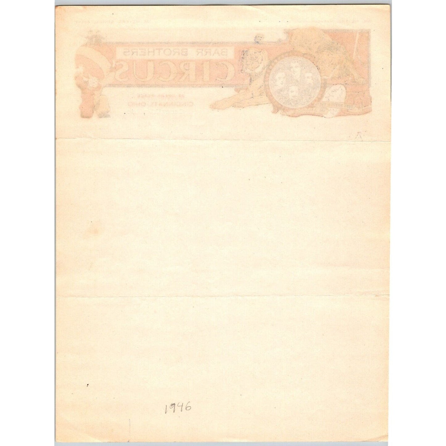 Barr Brothers Circus Letterhead c1946 w/Several Crossouts Nelsonville, OH Scarce