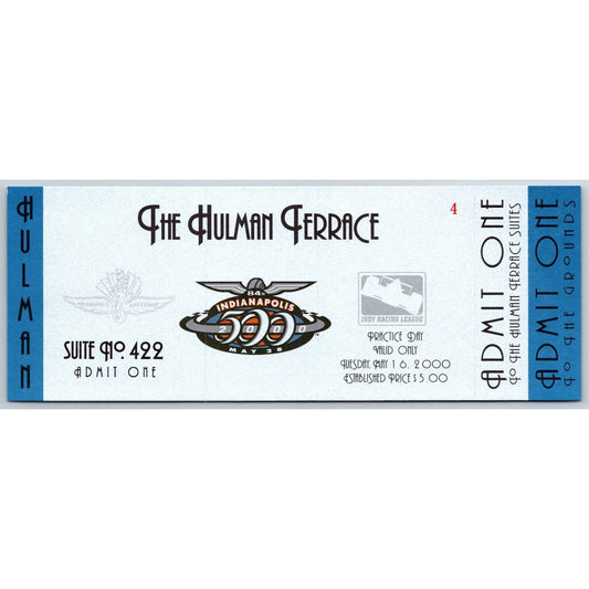 2000 Indy 500 Practice Day Hulman Terrace Unused Ticket Indianapolis #4