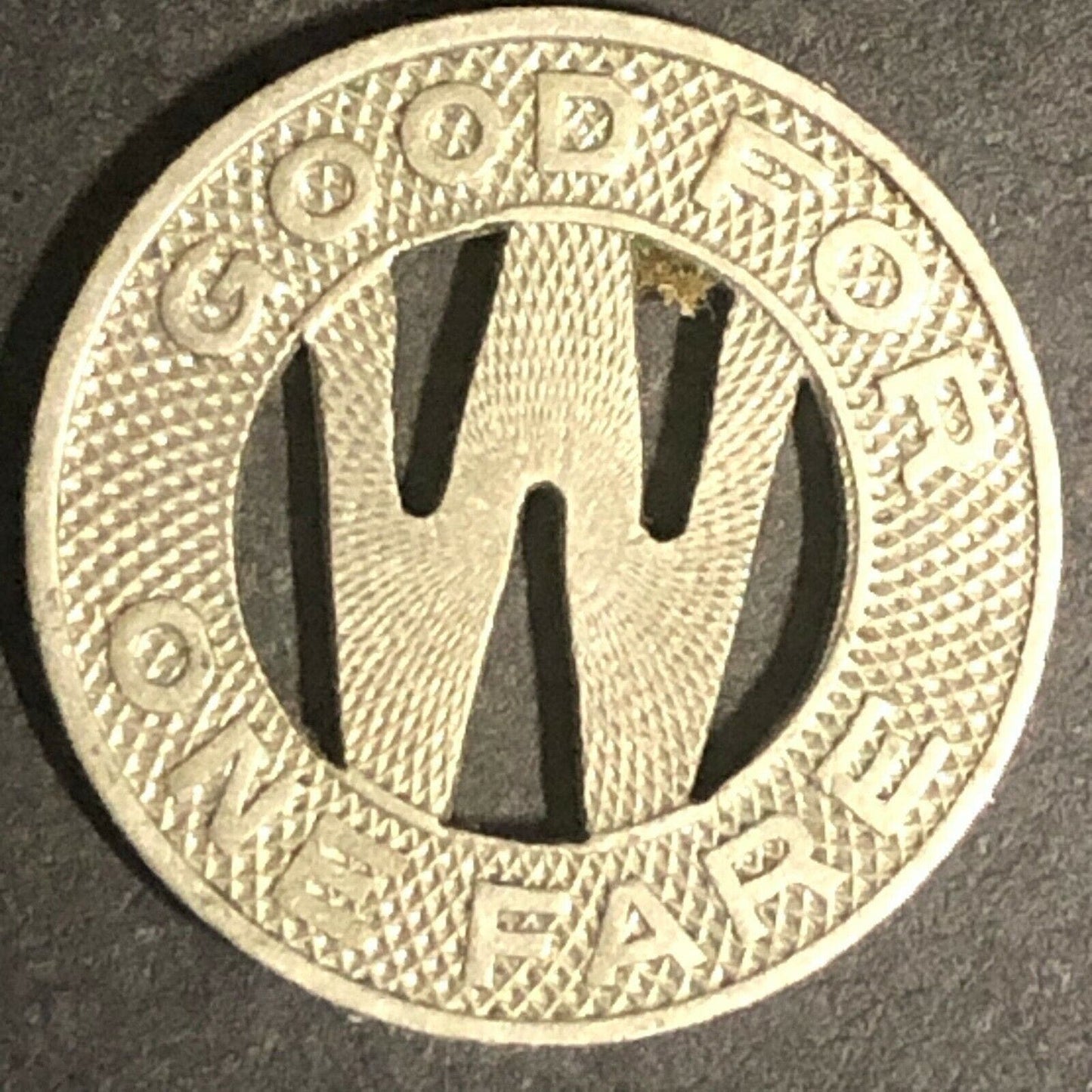 c1940's 16mm Wichita Transportation Corp. G/F One Fare Brass Transit Token KS
