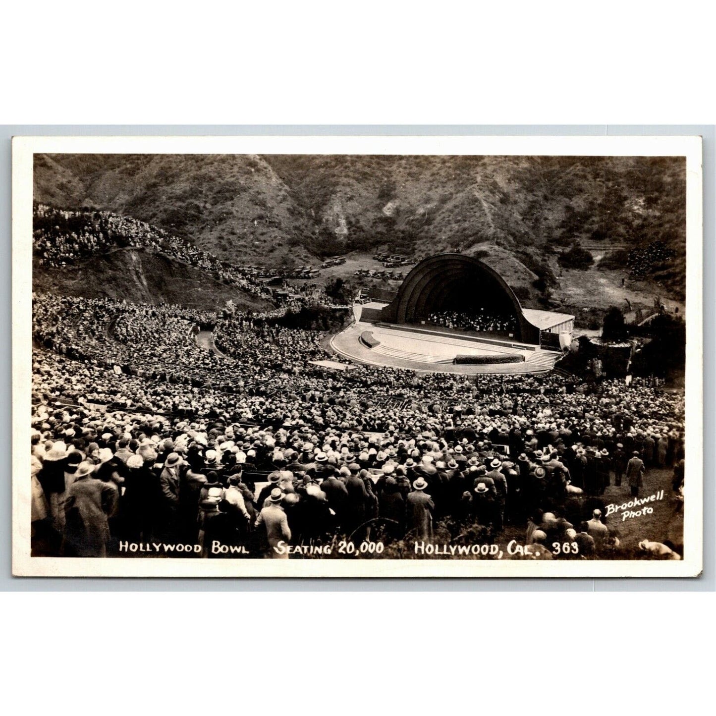 Vintage RPPC Hollywood Bowl Postcard - Seating 20,000