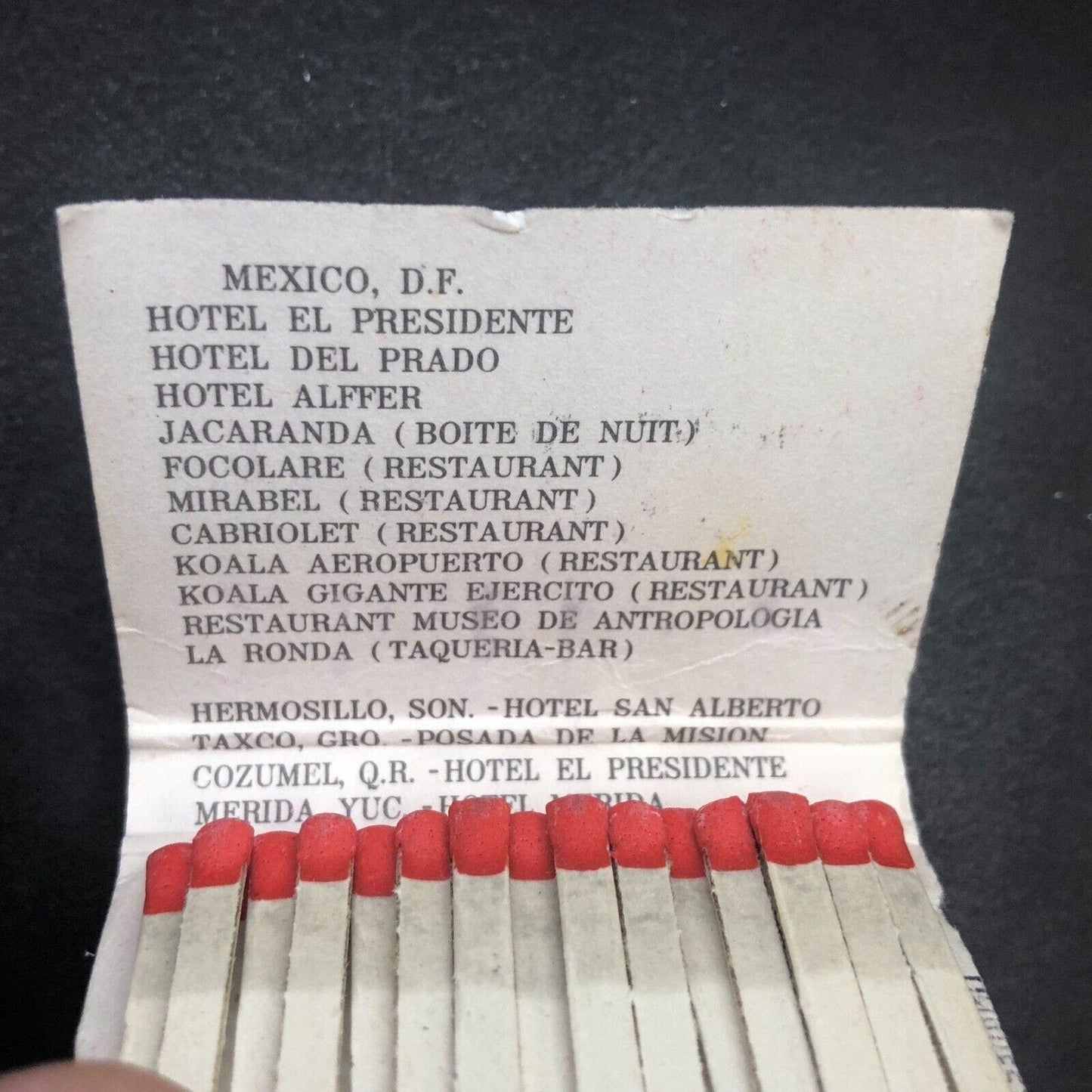 Balsa Hotels Mexico (Cesar Balsa / Hilton) (-5) Matchbook c1970's-80's - Scarce